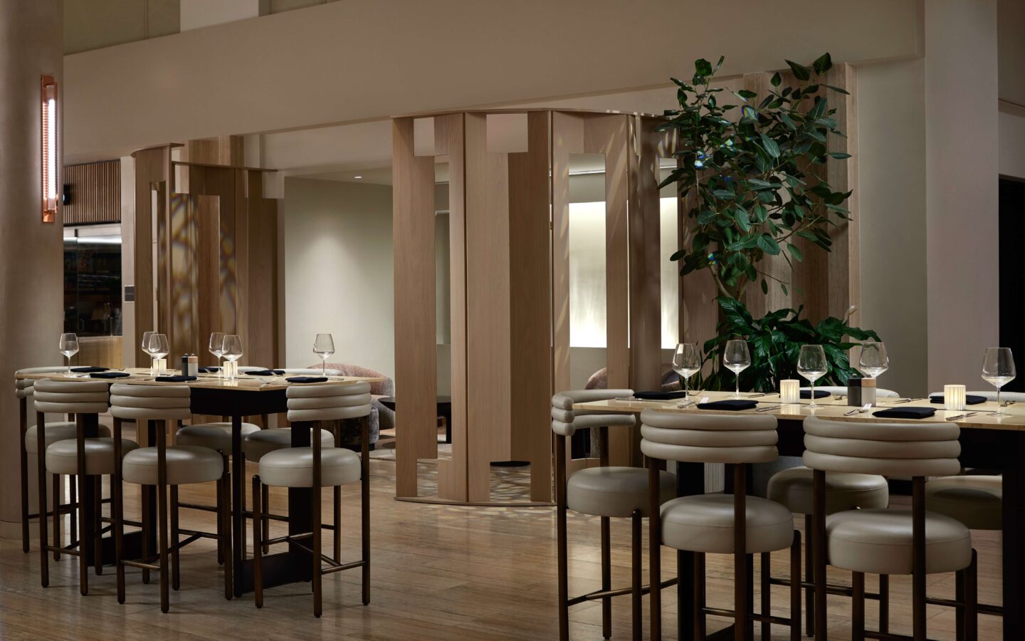 a dining room with a lot of tables and chairs